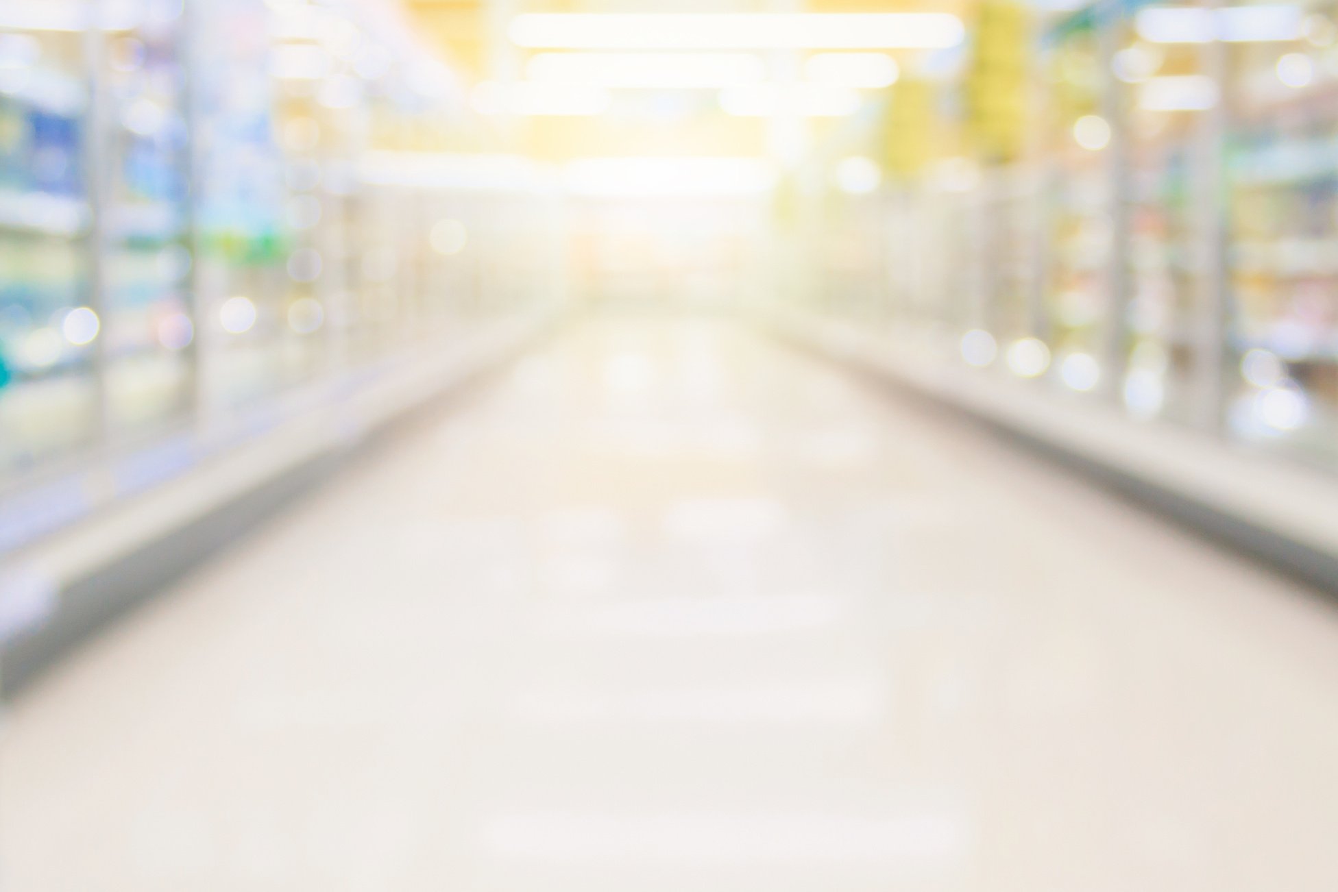 frozen product aisle in supermarket